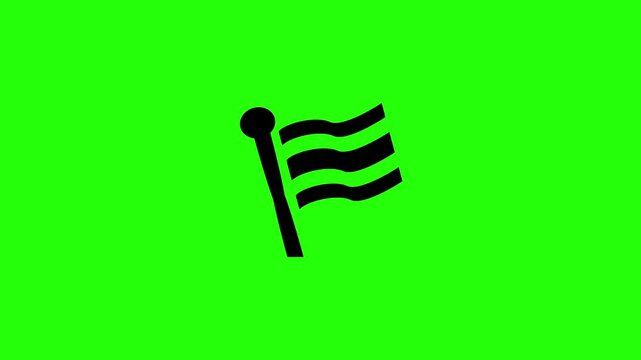 4K resolution video of a classic flagpole displaying a wavy horizontal striped banner silhouette bouncing into view. Perfect national icon.