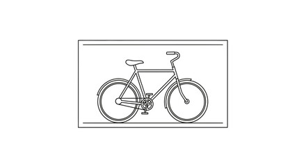 Fototapeta premium Classic Bicycle Line Art Illustration - Vintage Style Two-Wheeler Icon