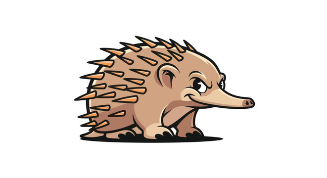 Stylized illustration of an echidna with spikes, looking to the side, on white background