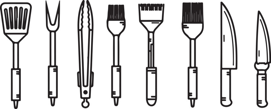 set of Set of eight different painting and grouting tools illustration