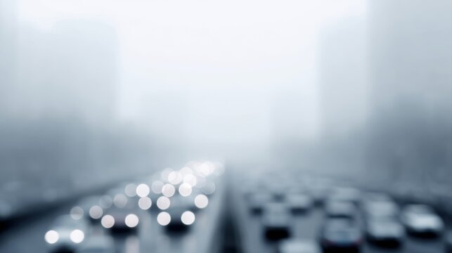 traffic jam city street covered with smog urban pollution concept