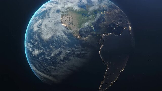 Cinematic Satellite View of Earth and North America 4K Generative AI