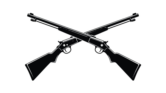 Two crossed rifles and shotguns in a silhouette illustration