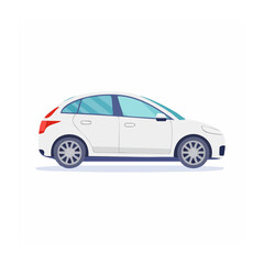 Fototapeta premium White hatchback car in flat design style