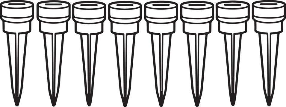 set of Eight empty laboratory microcentrifuge tubes in a row