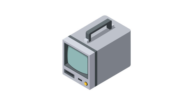Retro portable cathode ray tube television set illustration.