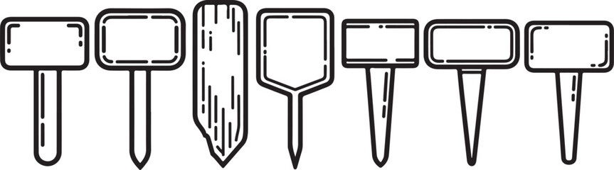 set of Set of six plant markers or garden labels with different shapes © Nur