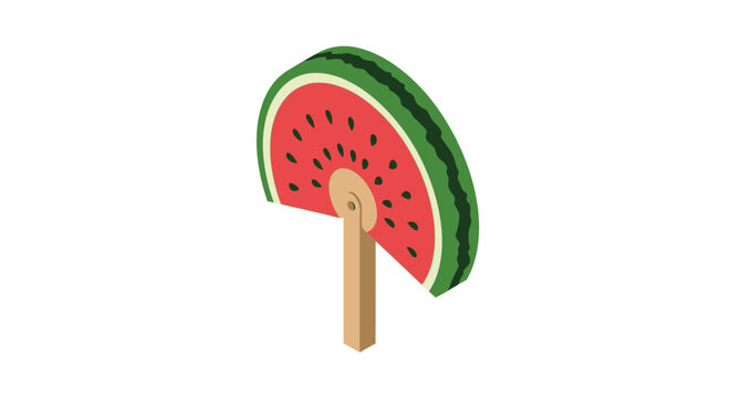 Creative wooden watermelon slice shaped toy fan.
