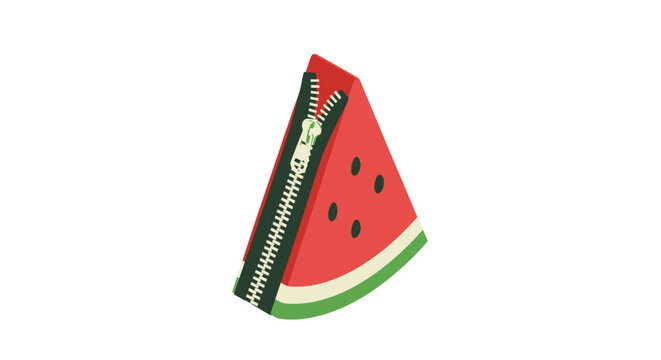 Cute watermelon slice pouch with black zipper detail.