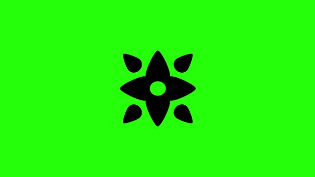 Beautiful 4K motion asset containing a traditional symmetrical floral pattern element silhouette bouncing. Clean artistic graphic shape.