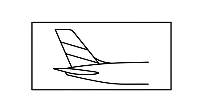 Airplane Tail Fin and Fuselage Outline, Minimalist Vector Illustration