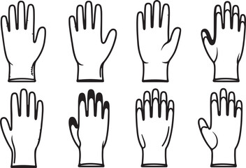Fototapeta premium set of Black and white hand signals and gestures illustration set