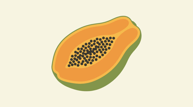 A vibrant illustration of a halved papaya showcasing its seeds.