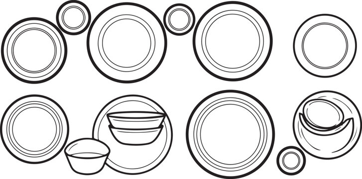 set of Minimalist flatware and dinnerware set illustration