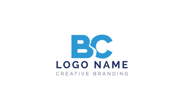 Professional blue bc letter logo branding graphic with monogram, alphabet