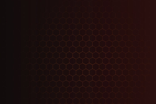 Dark red hexagonal grid pattern on black background, with subtle gradient