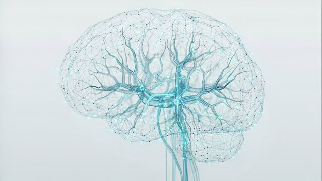 Human brain anatomy with neural network.