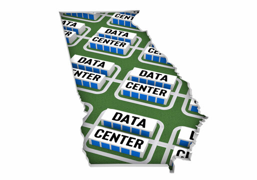 Georgia GA Map Data Centers Building Development State Law Ban Regulation 3d Illustration