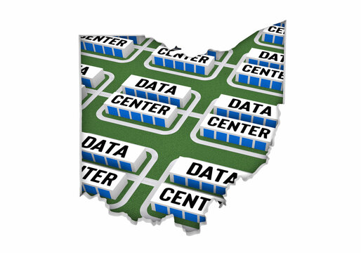 Ohio OH Map Data Centers Building Development State Law Ban Regulation 3d Illustration