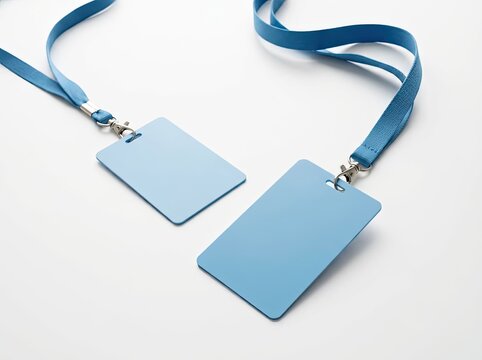 Lanyard Pass Mockup, Blank Id Cards Display, Professional Event Access Design, White Background, Branding Display Concept