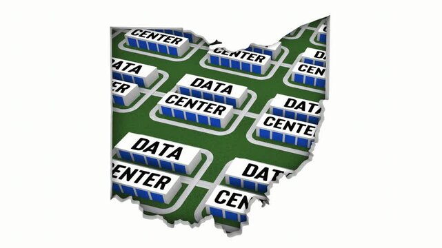 Ohio OH Map Data Centers Building Development State Law Ban Regulation 3d Animation