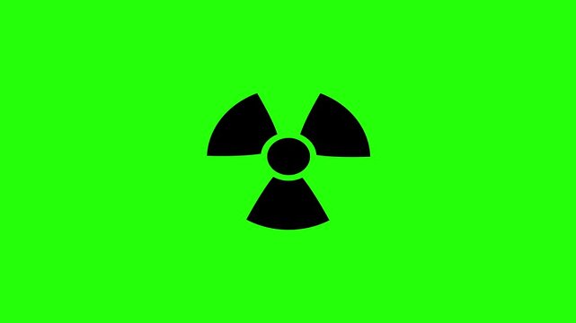 Clean 4K horizontal video showing a traditional chemical toxic nuclear radiation fan propeller symbol silhouette bouncing. High quality power asset.