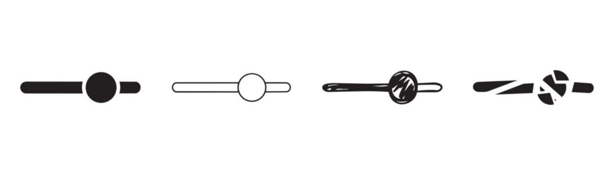Set of four horizontal slider icons in various styles, representing volume control, progress bars, or adjustment interfaces.