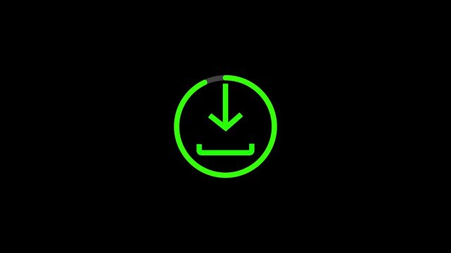 Download symbol with loading progress bar animation design. download progress, load game data, buffering process.