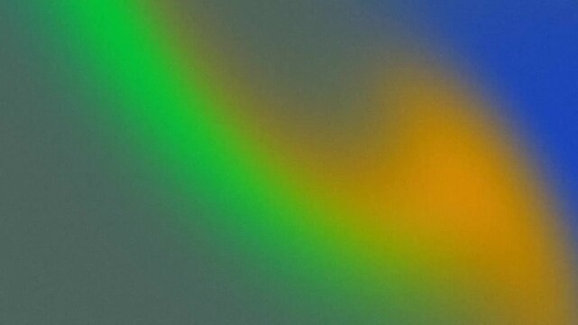 Grainy color gradient abstractly blending green and orange hues in a lo-fi cinematic atmosphere featuring retro analog film noise and soft light leaks