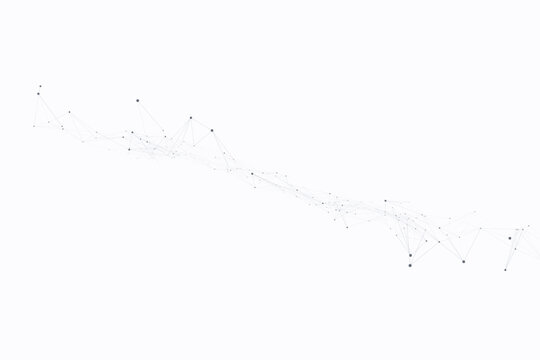 Abstract 3d network of connected nodes and lines on white background, connection