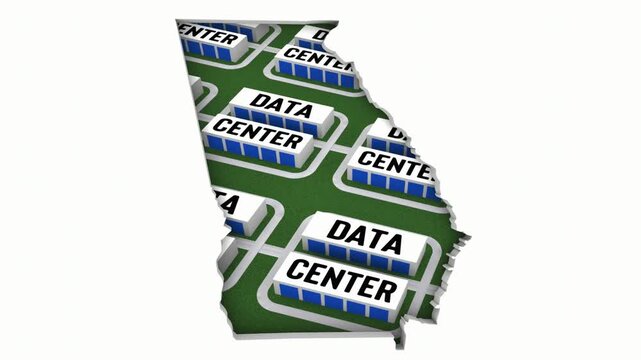 Georgia GA Map Data Centers Building Development State Law Ban Regulation 3d Animation