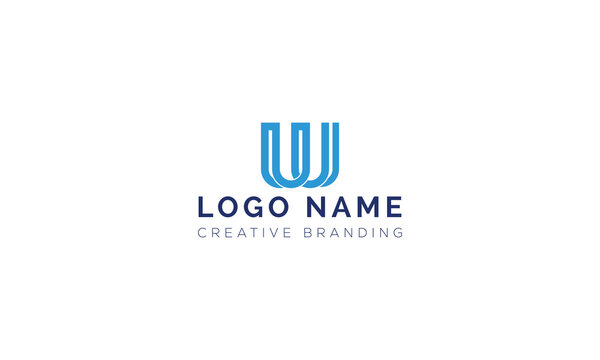 Minimalist letter w logo concept featuring parallel vertical blue lines