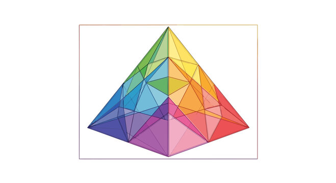 Colorful Geometric Pyramid Abstract Sculpture with Rainbow Prism Effect