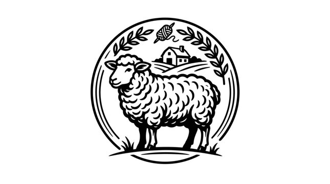 Sheep standing in a circular emblem.
