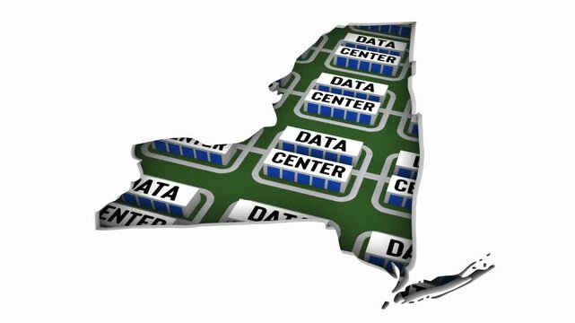 New York NY Map Data Centers Building Development State Law Ban Regulation 3d Animation