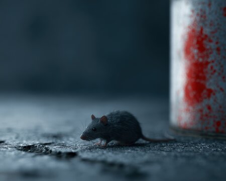 Rodent borne viral contamination concept showing mouse tracks and hazardous environment, zoonotic disease awareness, realistic documentary medical style