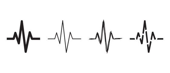 Obraz premium Heartbeat ecg line icon collection featuring four distinct graphic styles including solid outline hand drawn sketch and broken line designs for medical interface