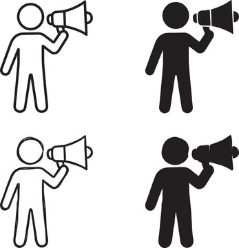 Communication and announcement megaphone person icon