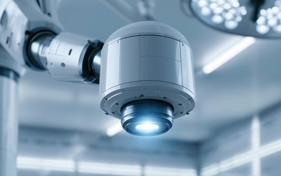 AI assisted robotic surgery concept inside futuristic operating room, advanced medical technology, Adobe healthcare trend 2026