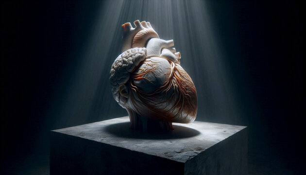 A contemporary anatomical model, such as a heart or head, Ai generated image