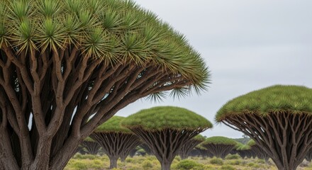 Fototapeta premium dracena trees in desert landscape