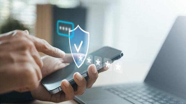 User verifying secure login on a smartphone with OTP authentication and digital security shield, representing cybersecurity, identity protection, account verification, and secure online access.
