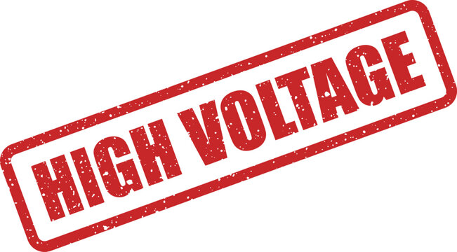 Prominent high voltage grunge rubber stamp sign illustration for critical electrical danger and caution warnings
