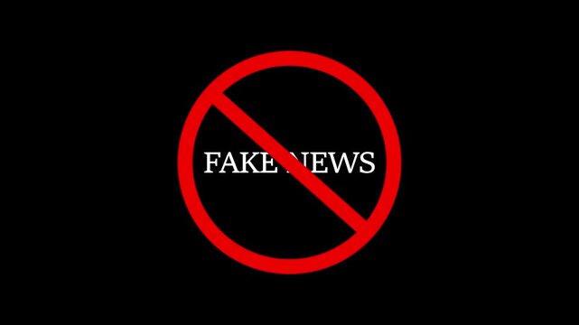 Fake news sign warning symbol animation. fake news sign. fake news not allowed logo animation. Animated Under fake news forbidden ban icon on black background. Over fake news only censored. 4k video