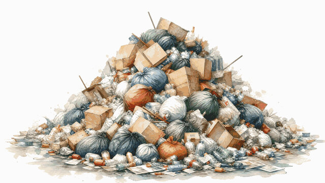 Used items Trash Heap isolated watercolor vector illustration svg