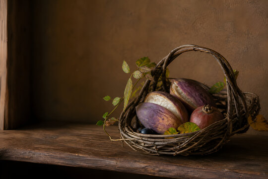 Akebi Vine Basket with Autumn Fruit