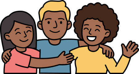 Fototapeta premium Happy Group of Friends Hugging Vector Illustration