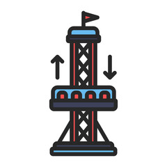 Drop Tower Ride Filled Line Icon © Arif