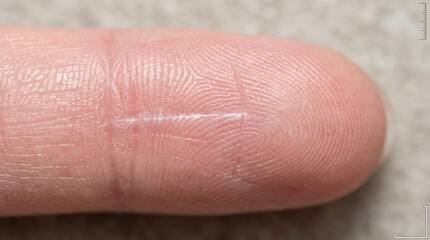 Fototapeta premium The Paper Cut: Healed Superficial Wound with Visible Collagen Scar and Regenerating Epidermis