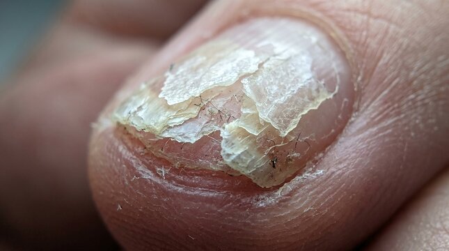 The Frosted Window: Fingernail Free Edge with Visible Keratin Layers Delaminating